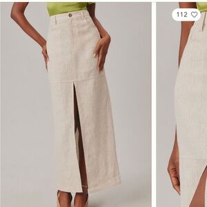 Reformation Beige Linen Maxi Skirt